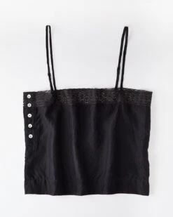 Work Of Fiction: Imani Silk Habotai Boxy Camisole - Ink -Azaleas Nyc Store Boxy Chemise Black