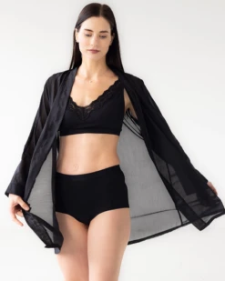 Salua: Silk Short Sleeve Robe - Black -Azaleas Nyc Store Classic short robe cotton 2 800x1200 accf063e 1dd2 41cf 8101 3cd463261fe8