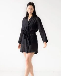Salua: Silk Short Sleeve Robe - Black -Azaleas Nyc Store Classic short robe cotton 6 800x1200 17308d7d 2167 43b7 ac4e c9a4052c7f81