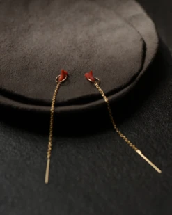 8.6.4: Hawaiian Red Coral Threader Earrings - 14K Gold Filled