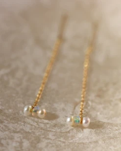 8.6.4: Pearl Opal Cluster Threader Earrings - 14K Gold Filled