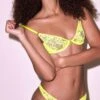Fleur Du Mal: Le Stretch Lace Thong - Neon Yellow