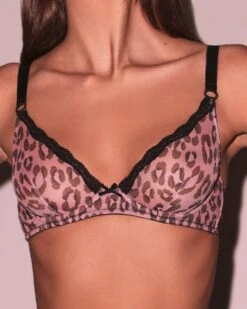 Fleur Du Mal: Printed Sheer Tulle Demi Bra - Leopard Print 5 Fleur Du Mal: Printed Sheer Tulle Demi Bra - Leopard Print -Azaleas Nyc Store FDM 102524 87475full