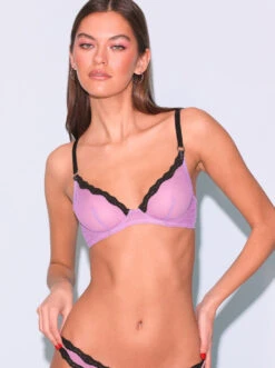Fleur Du Mal: Sheer Tulle Demi Bra - Lavender -Azaleas Nyc Store FDM 112123 1 8841 full