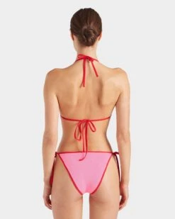Hunza G: Gina Triangle Tie Bikini Set - Bubble/Red -Azaleas Nyc Store Gina Bikini Contrast Bubblegum Red 3