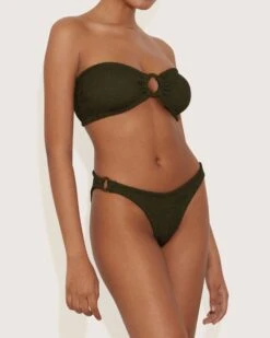 Hunza G: Gloria Bandeau Bikini Set - Metallic Khaki