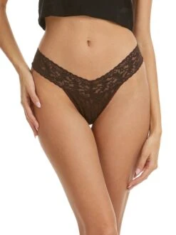 Hanky Panky: Lace Low Rise Thong - Fashion Colors 8 Hanky Panky: Lace Low Rise Thong - Fashion Colors -Azaleas Nyc Store Hanky Panky Signature Lace Low Rise Thong Chocolat Noir Brown View 2
