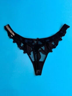 Fleur Du Mal: Lily Embroidery Lace Thong - Black 5 Fleur Du Mal: Lily Embroidery Lace Thong - Black -Azaleas Nyc Store IMG 3638