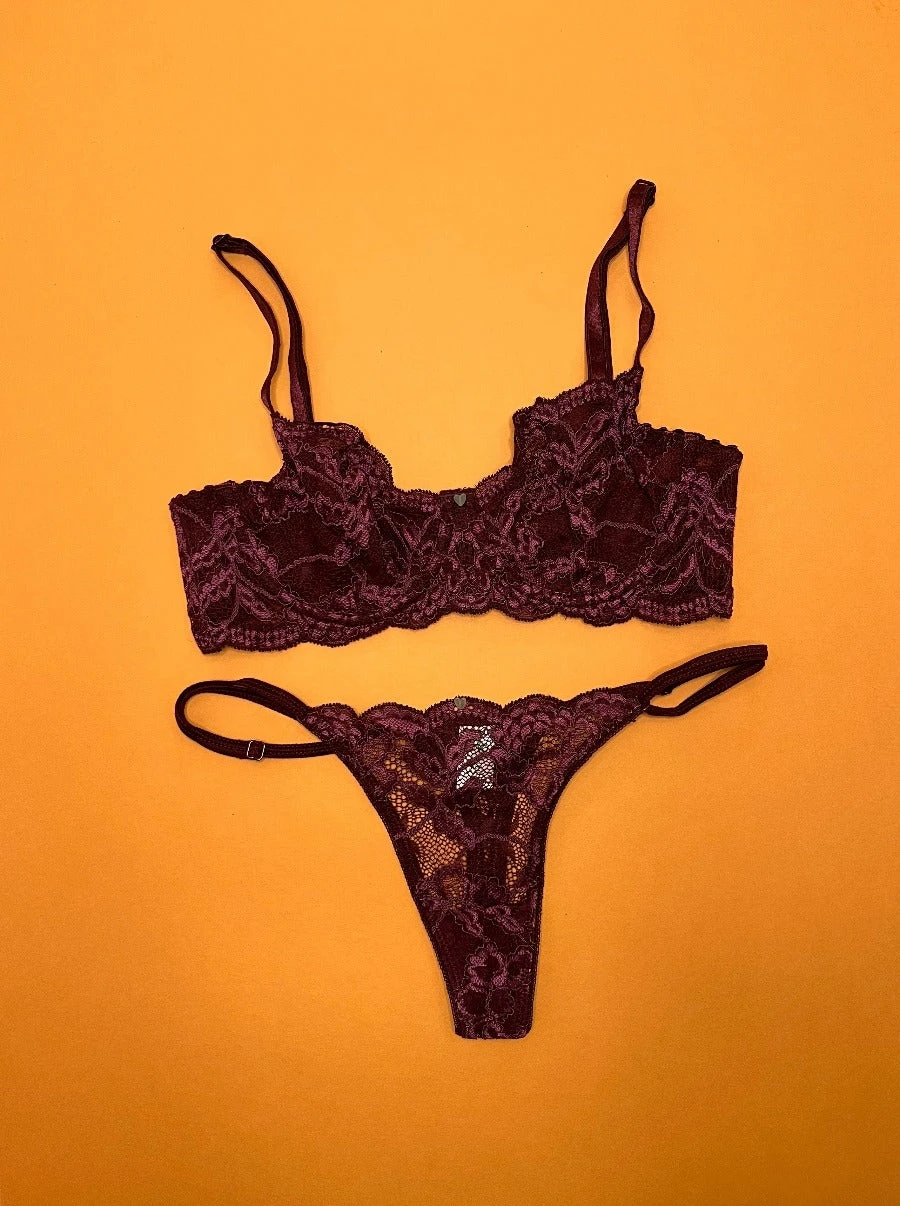 Clo: Fortuna Lace Demi Underwire Bra - Wine Clo: Fortuna Lace Demi Underwire Bra - Wine -Azaleas Nyc Store IMG 38882