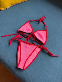 Hunza G: Gina Triangle Tie Bikini Set - Bubble/Red -Azaleas Nyc Store IMG 7540