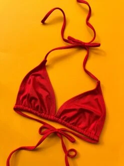 Nu Swim: EXCLUSIVE Drip Tie Bikini Top - Lobster