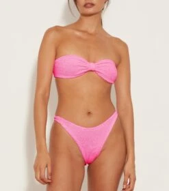 Hunza G: Jean Strapless Bikini Set - Bubblegum -Azaleas Nyc Store Jean Bikini Bubblegum FC