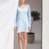 Skin: Carmine Long Sleeve Sleepshirt - Blue Breeze -Azaleas Nyc Store OJ923 CHARMINE SLEEPSHIRT733