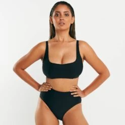 RAQ: High-Waisted Full Bikini Bottom - Black