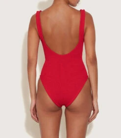 Hunza G: Sadie Plunge One Piece - Red -Azaleas Nyc Store SADIESWIM RED BC