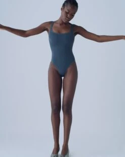 Nu Swim: Pistachio Scoop Back One Piece - Smoke