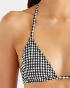 Hunza G: Sabrina Triangle Bikini Set - Black Gingham -Azaleas Nyc Store Sabrina Black 4 D rs