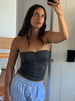 Non Private: Tube Top With Peekaboo Eyelet - Slate -Azaleas Nyc Store SeamlessBandeuTop Slate 05