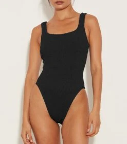 Hunza G: Square Neck One Piece - Black -Azaleas Nyc Store Square Neck Black 2 FC