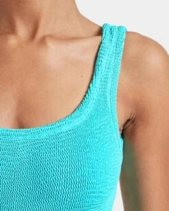Hunza G: Square Neck One Piece - Aqua 6 Hunza G: Square Neck One Piece - Aqua -Azaleas Nyc Store Square Neck Swim Aqua 4 D rs