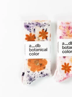 Dyekween: Flower Power Cotton Crew Socks - Purple Floral 4 Dyekween: Flower Power Cotton Crew Socks - Purple Floral -Azaleas Nyc Store adb botanicalcolor c.AnnaHerbst20210725 Capture0012 a52493c0 3c9e 48f8 b028 eaced1a31fad