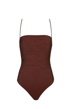 Pale Swimwear: Birkin Ruched One Piece - Cocoa -Azaleas Nyc Store birkinopcocoafront