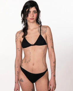 La Fille D'O: Can Thrill Triangle Bikini Top - Black