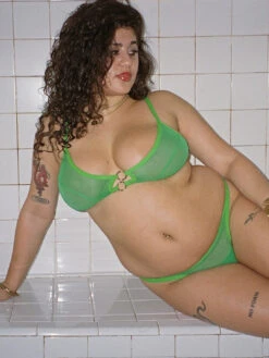 Kayleigh Peddie: Evan Mesh Bra With Rings - Guava -Azaleas Nyc Store faye 1