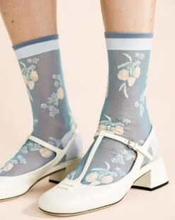 Hansel From Basel: Wanda Sheer Crew Sock - Blue