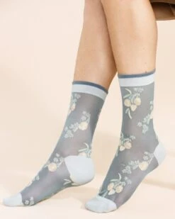Hansel From Basel: Wanda Sheer Crew Sock - Blue -Azaleas Nyc Store hfb 112670 wanda sheer crew blue 29668