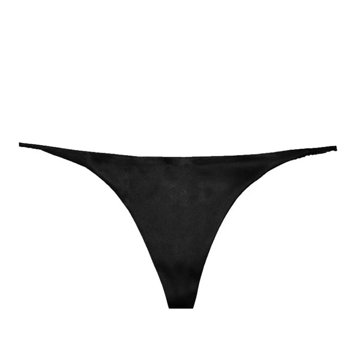 Fleur du Mal: Silk Satin Luxe V String Thong - Black Fleur Du Mal: Silk Satin Luxe V String Thong - Black -Azaleas Nyc Store luxe v1