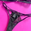 Clo: Selva Lace Adjustable Thong - Black