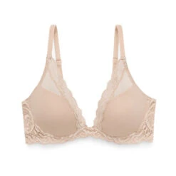 Natori: Feathers Contour Plunge Padded T-Shirt Bra - Cafe 8 Natori: Feathers Contour Plunge Padded T-Shirt Bra - Cafe -Azaleas Nyc Store sq feather bra cafe flat